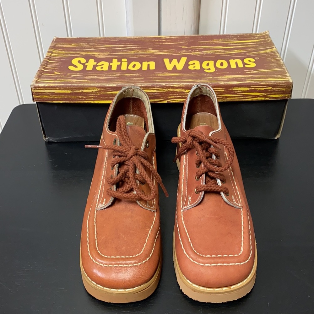 60 Station Wagons Leather Stomper Shoes NOS Vintage Mod Deadstock